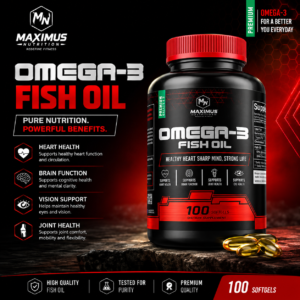 Maximus Nutrition Omega-3 Fish Oil Capsules | 100 Softgels Hover Image